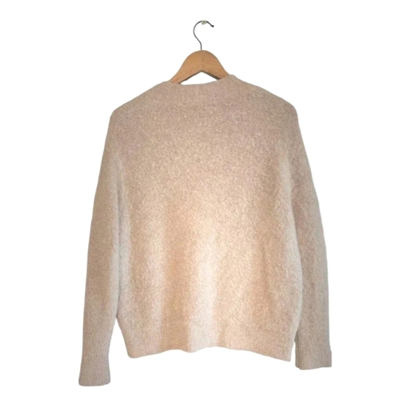 ZARA Fuzy Sweater Women's Medium Camel Multi Textured Pockets Mohair Wool - Picture 7 of 9